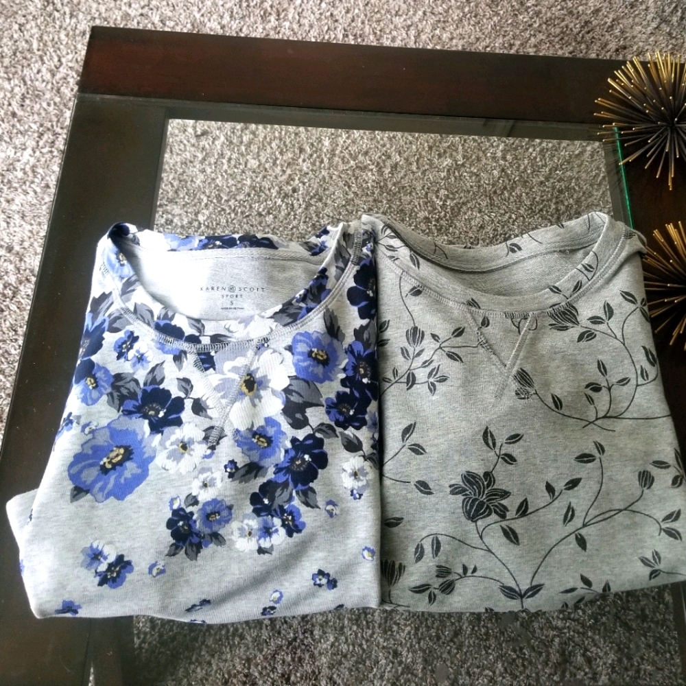 2 Karen Scott Sport Floral Sweatshirt Bundle Wmn S